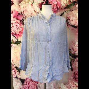 H&M linen button up blouse size 10